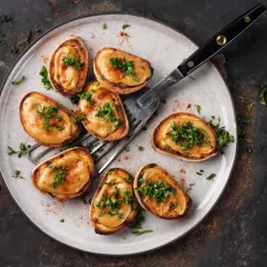 Petits toasts garnis d'une préparation crémeuse, parsemés de persil frais et de paprika. Une délicieuse recette welsh pour l'apéritif.