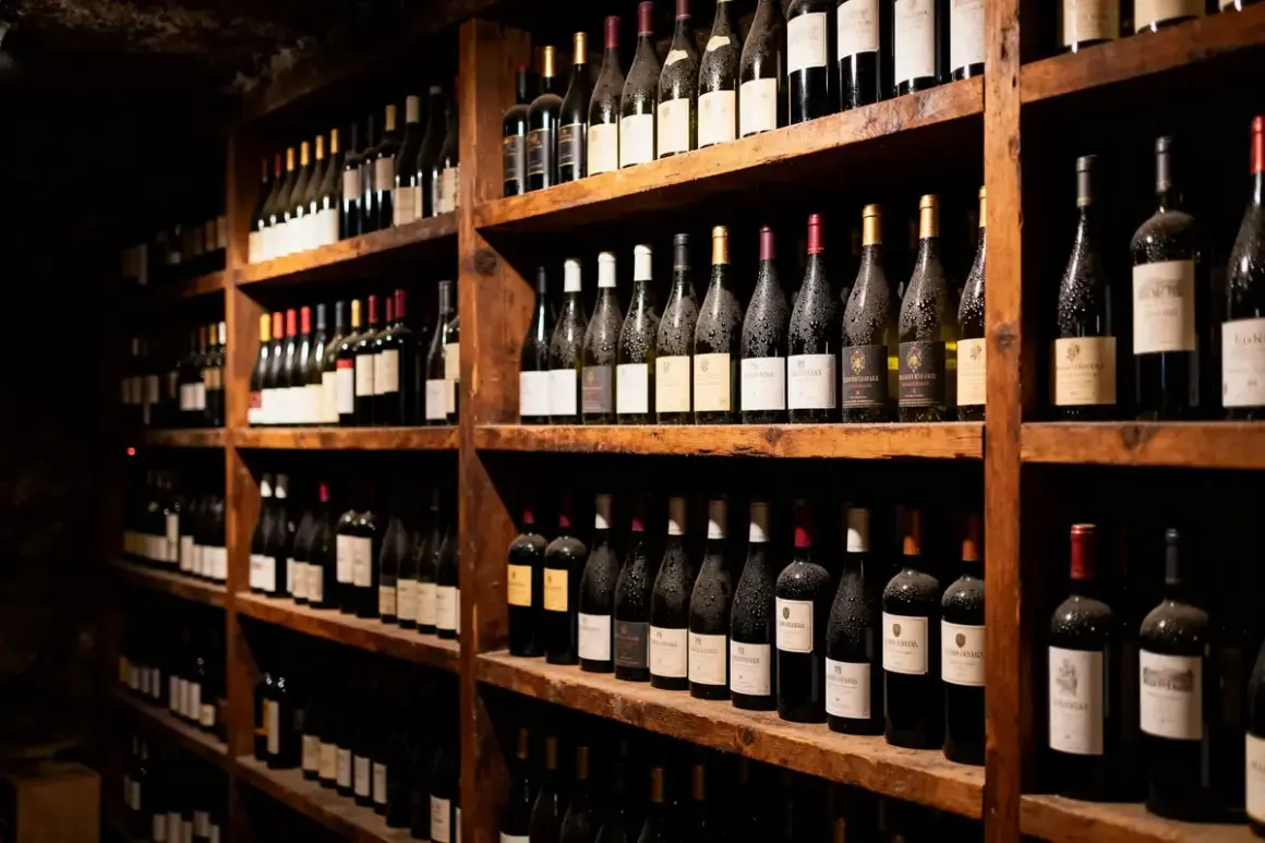 Rayons de cave à vin remplis de bouteilles. La différence entre une cave à vin de service et de vieillissement est subtile, mais la conservation est clé.