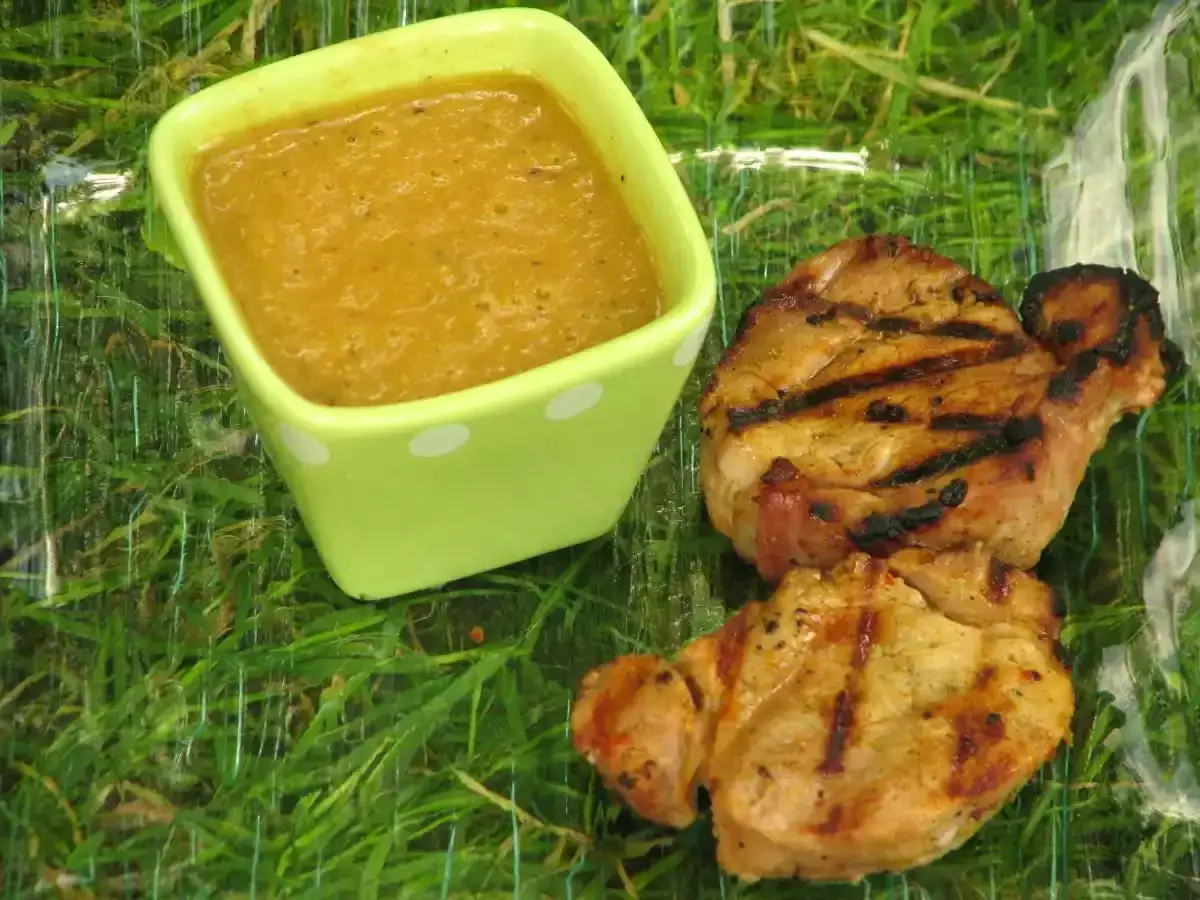 Filet mignon de porc grillé avec sauce. Quel vin avec filet mignon de porc ? Un vin fruité et léger serait parfait.